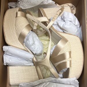 Dolce Vita Cream Satin Platform Espadrille Sandals
